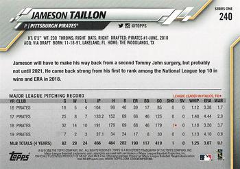 2020 Topps - Gold Star #240 Jameson Taillon Back