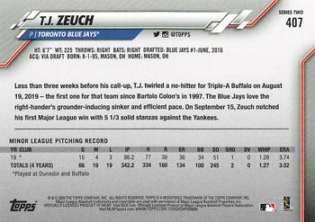2020 Topps - Gold Star #407 T.J. Zeuch Back