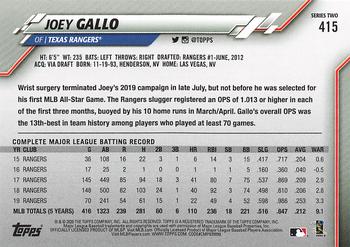 2020 Topps - Gold Star #415 Joey Gallo Back