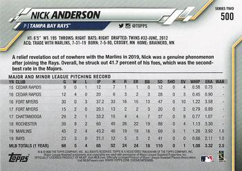 2020 Topps - Gold Star #500 Nick Anderson Back