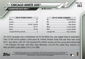 2020 Topps - Gold Star #663 Chicago White Sox Back