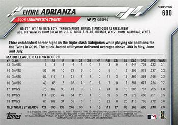 2020 Topps - Gold Star #690 Ehire Adrianza Back