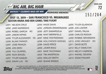 2020 Topps - Foilboard (Retail) #72 Big Air, Big Hair (Keston Hiura / Ben Gamel) Back