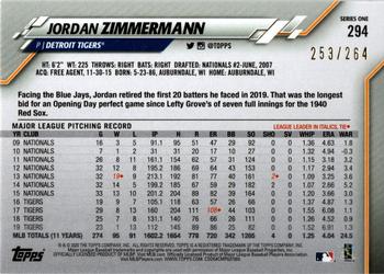 2020 Topps - Foilboard (Retail) #294 Jordan Zimmermann Back