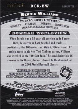 2009 Bowman Sterling - WBC Relics Refractors #BCR-BW Bernie Williams Back