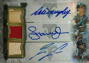 2020 Topps Triple Threads - Triple Threads Autograph Relic Combo #ARC-FAA Andruw Jones / Ronald Acuña Jr. / Dale Murphy Front