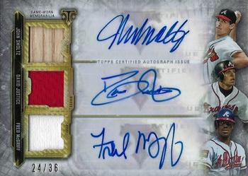 2020 Topps Triple Threads - Triple Threads Autograph Relic Combo #ARC-SJM John Smoltz / David Justice / Fred McGriff Front
