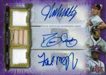 2020 Topps Triple Threads - Triple Threads Autograph Relic Combo Amethyst #ARC-SJM John Smoltz / David Justice / Fred McGriff Front