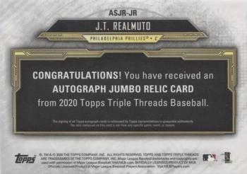2020 Topps Triple Threads - Triple Threads Autographs Single Jumbo Relics Emerald #ASJR-JR J.T. Realmuto Back
