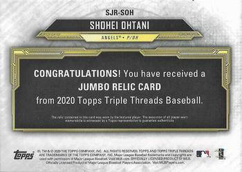 2020 Topps Triple Threads - Triple Threads Single Jumbo Relic Gold #SJR-SOH Shohei Ohtani Back