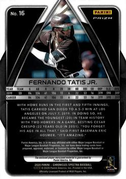 2020 Panini Chronicles - Spectra Swatches #16 Fernando Tatis Jr. Back