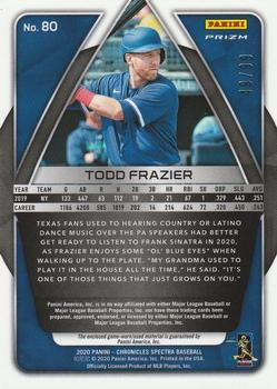 2020 Panini Chronicles - Spectra Swatches Neon Blue #80 Todd Frazier Back