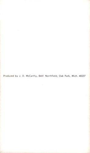 1976 JD McCarthy Postcards #NNO Bucky Dent Back
