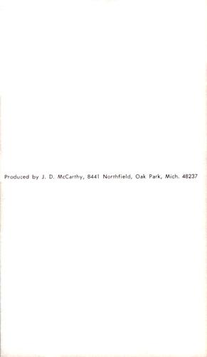 1976 JD McCarthy Postcards #NNO Jack Brohamer Back