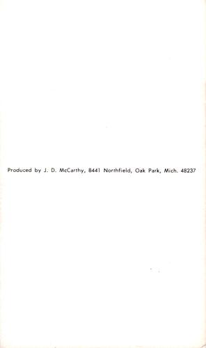 1976 JD McCarthy Postcards #NNO Ralph Garr Back