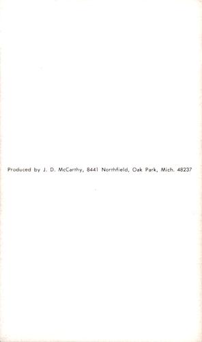 1976 JD McCarthy Postcards #NNO Dave Hamilton Back
