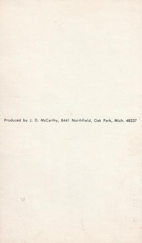 1974 JD McCarthy Postcards #NNO Rick Monday Back
