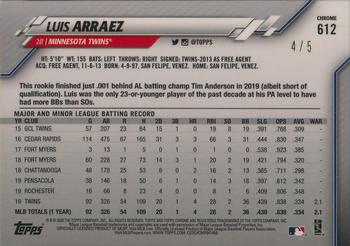 2020 Topps Chrome Sapphire Edition - Red Refractor #612 Luis Arraez Back