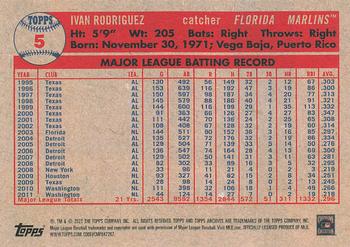 2021 Topps Archives #5 Ivan Rodriguez Back