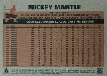2021 Topps Archives #7 Mickey Mantle Back