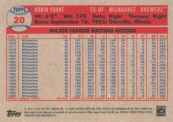 2021 Topps Archives #20 Robin Yount Back