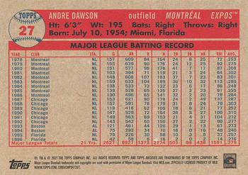 2021 Topps Archives #27 Andre Dawson Back