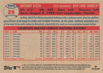 2021 Topps Archives #29 Anthony Rizzo Back