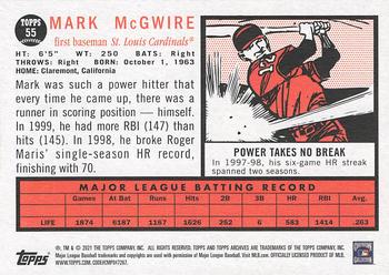 2021 Topps Archives #55 Mark McGwire Back