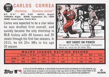 2021 Topps Archives #61 Carlos Correa Back