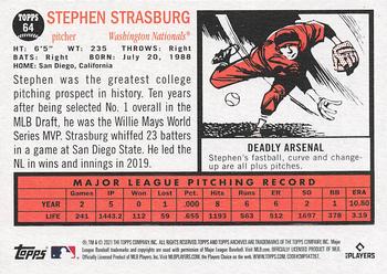 2021 Topps Archives #64 Stephen Strasburg Back