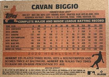 2021 Topps Archives #79 Cavan Biggio Back