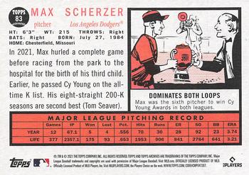 2021 Topps Archives #83 Max Scherzer Back