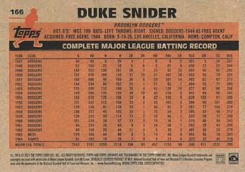 2021 Topps Archives #166 Duke Snider Back