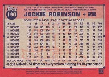 2021 Topps Archives #190 Jackie Robinson Back