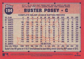2021 Topps Archives #194 Buster Posey Back