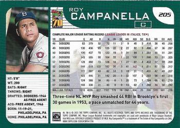 2021 Topps Archives #205 Roy Campanella Back
