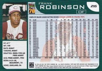 2021 Topps Archives #216 Frank Robinson Back