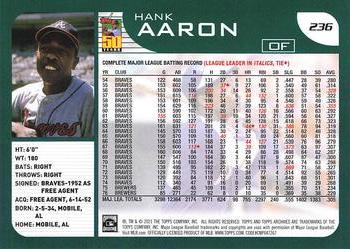 2021 Topps Archives #236 Hank Aaron Back