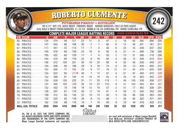 2021 Topps Archives #242 Roberto Clemente Back