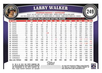 2021 Topps Archives #249 Larry Walker Back
