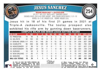 2021 Topps Archives #254 Jesus Sanchez Back