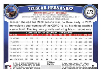 2021 Topps Archives #273 Teoscar Hernandez Back