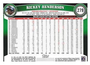 2021 Topps Archives #279 Rickey Henderson Back
