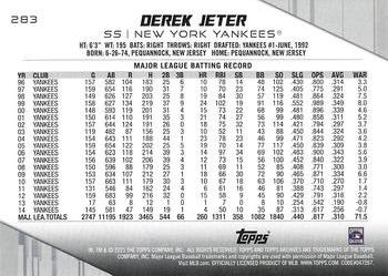 2021 Topps Archives #283 Derek Jeter Back