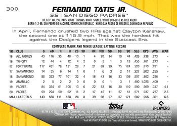 2021 Topps Archives #300 Fernando Tatis Jr. Back