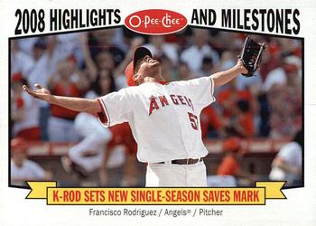 2009 O-Pee-Chee - Highlights and Milestones #HM7 Francisco Rodriguez Front