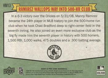 2009 O-Pee-Chee - Highlights and Milestones #HM13 Manny Ramirez Back