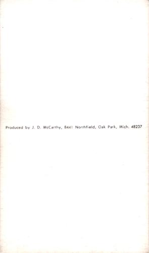 1973 JD McCarthy Postcards #NNO Chuck Brinkman Back