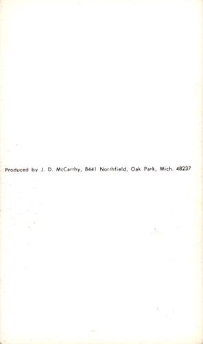 1973 JD McCarthy Postcards #NNO Bill Sharp Back