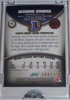 2010-11 Topps eTopps Minor League Prospectus #15 Desmond Jennings Back